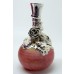 Mouth Blown Miniature Art Glass Vase, Silver Adornments