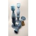 Mouth Blown Blue Art Glass Candle Holders, Set of 3