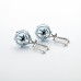 18 Ct Genuine Diamond Topaz Earrings Set in White Gold