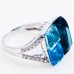 Diamond and Blue Topaz Cocktail Ring, 18ct White Gold