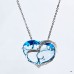 18k White Gold Diamond Heart Necklace with Blue Topaz