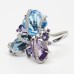  Diamond Cocktail Ring with Amethyst and Topaz, 18ct Gold
