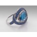 18ct White Gold Cocktail Ring, Blue Topaz Sapphire and Diamonds