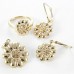 9ct Yellow Gold Citrine and Diamond Floral Ring Pendant Earring Set